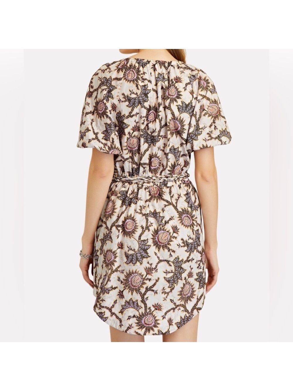 A.L.C. Adelaide Floral Tie Waist Puff Sleeve Mini Dress SZ 10 - Picture 5 of 15